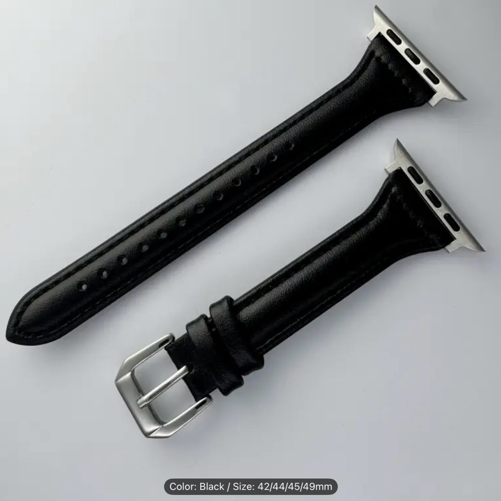 Black Leather Wristband for Smartwatch